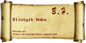 Blistyik Huba névjegykártya